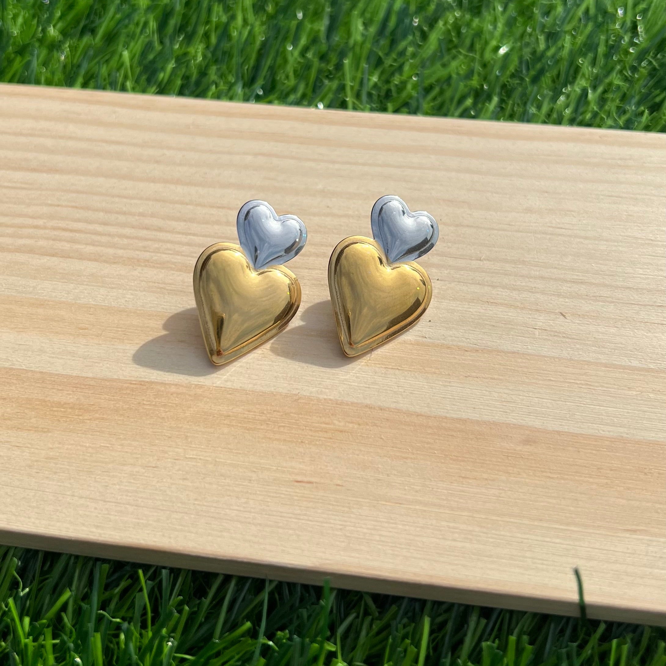 Two-Tone Heart Earrings