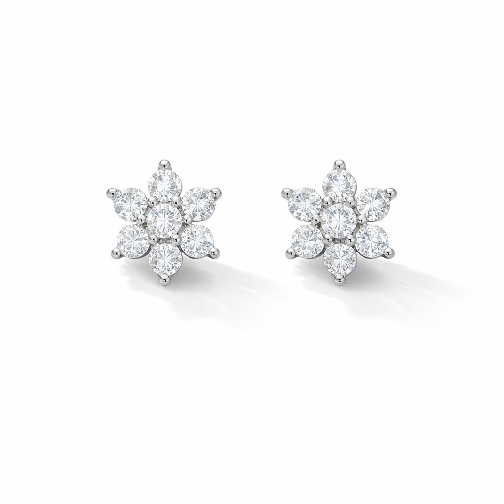 Mini Silver Flower Stud Earrings