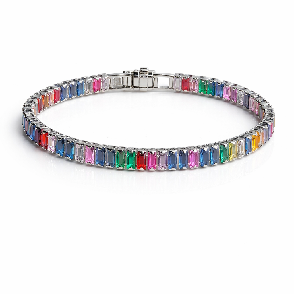 Colored Silver Tennis Bracelet