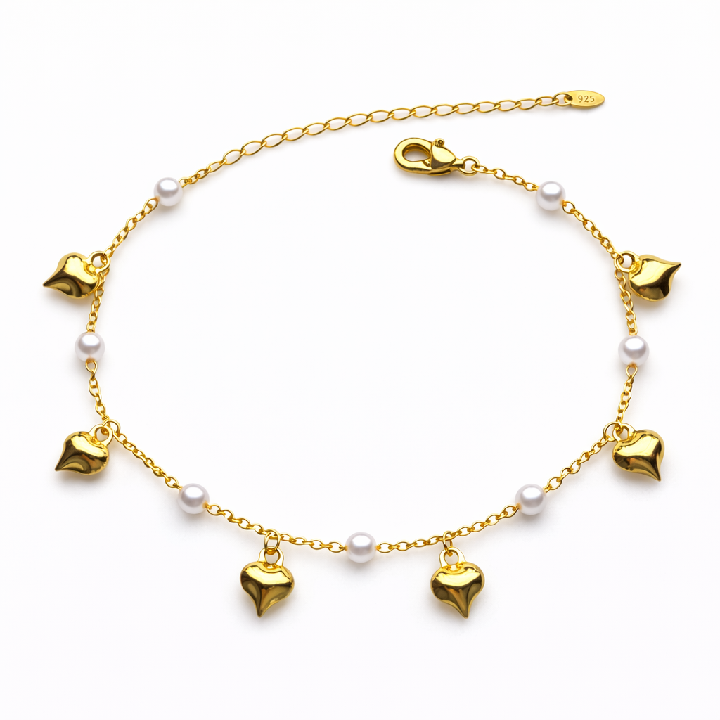 Heart & Pearl Anklet