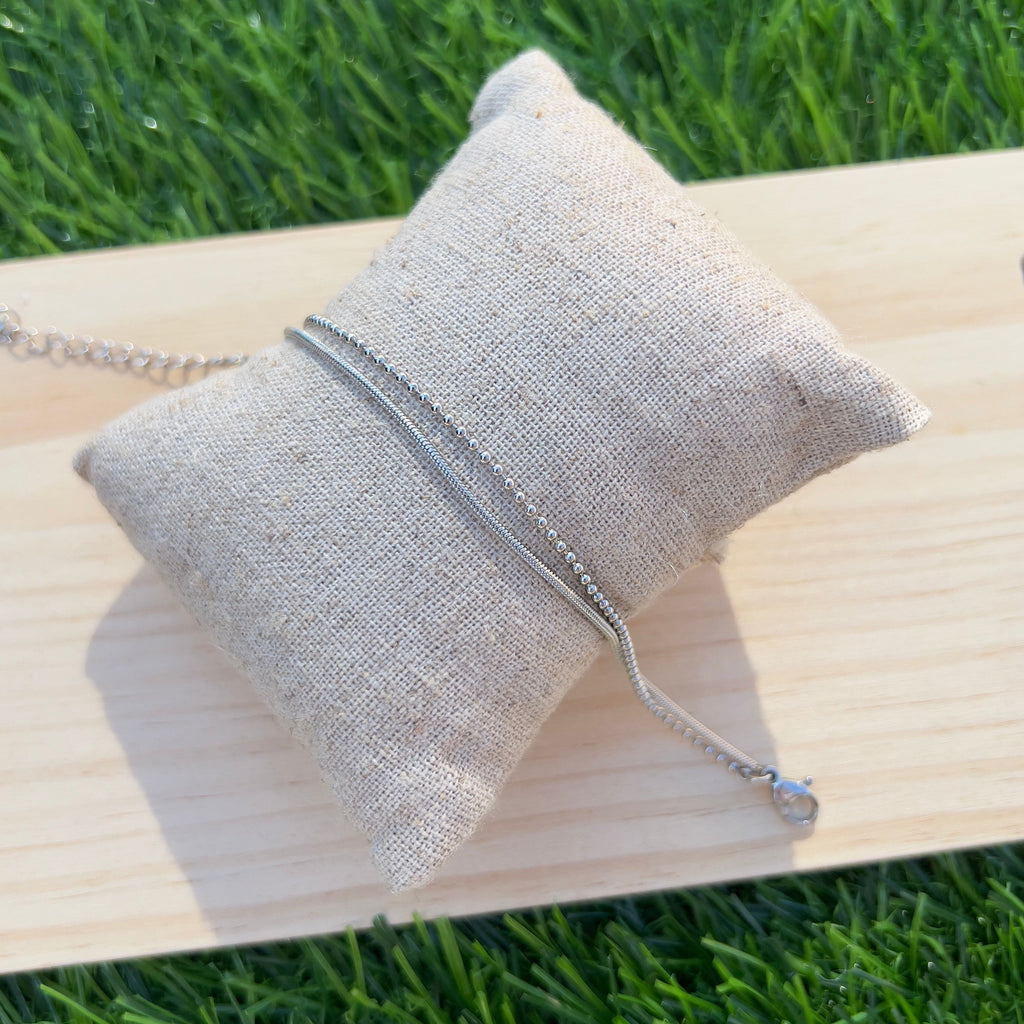 Silver Thin Double Layered Bracelet