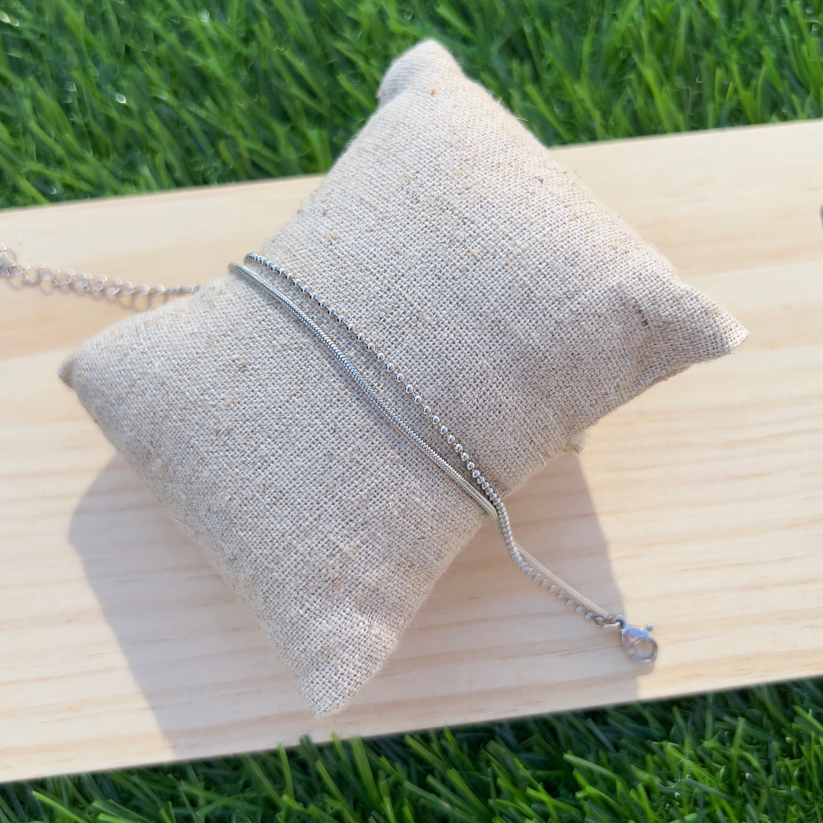 Silver Thin Double Layered Bracelet