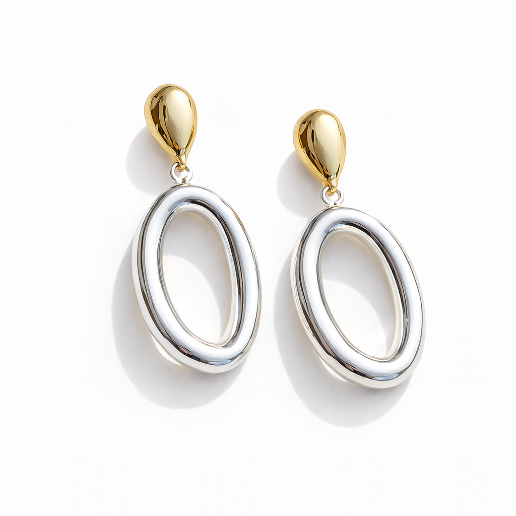 Elegant Two-Tone Earrings