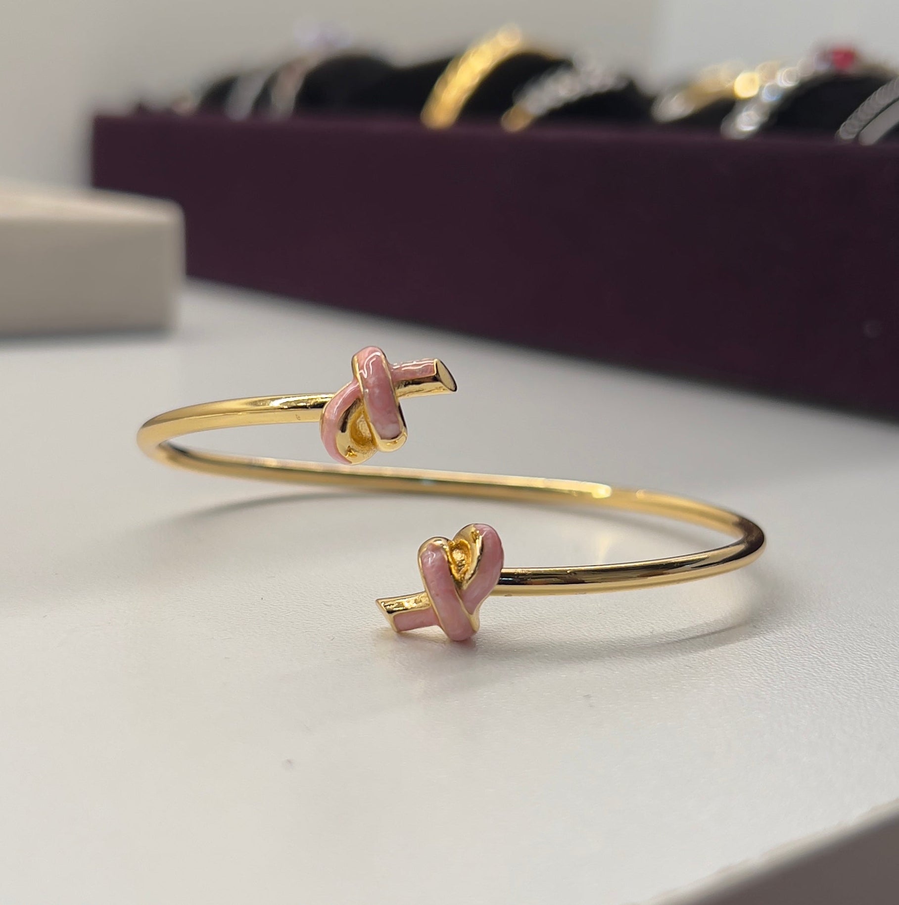 Adjustable Pink Knot Bangle