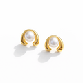Modern Gold-Touch Pearl Earrings