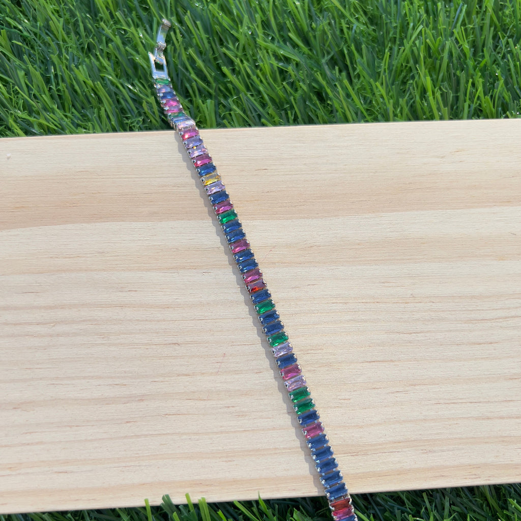 Colored Silver Tennis Bracelet
