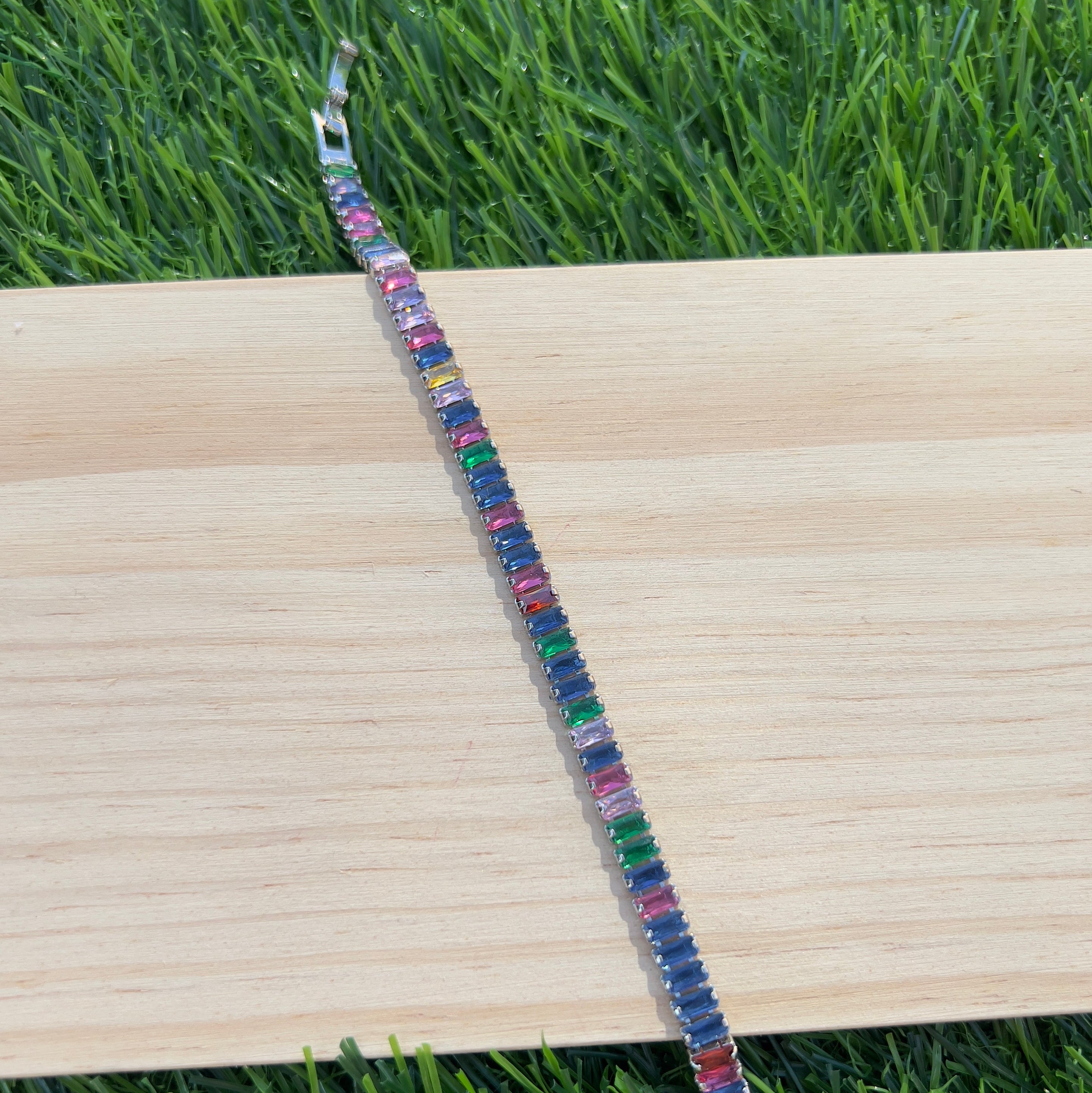 Colored Silver Tennis Bracelet
