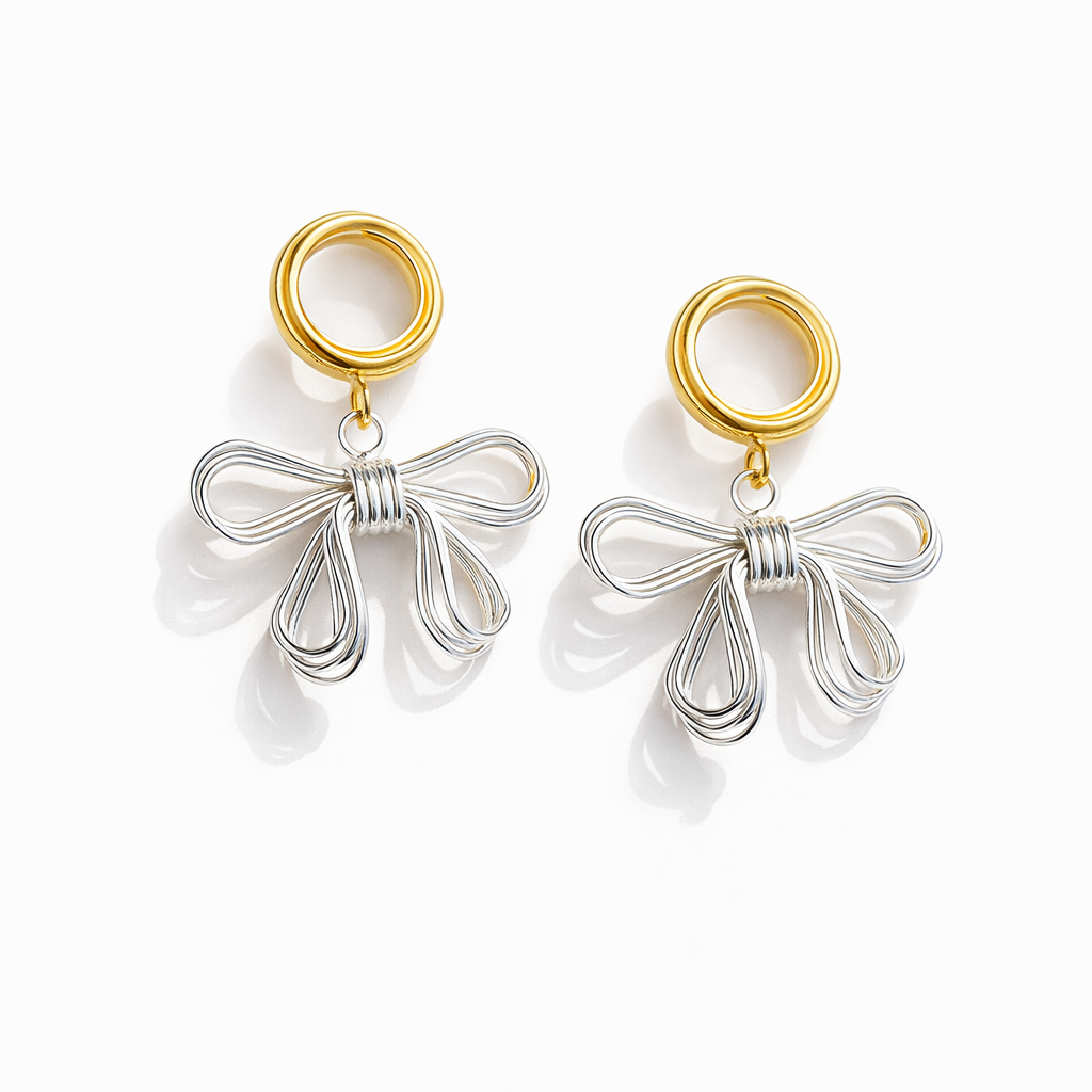 Two-Tone Bow Earrings