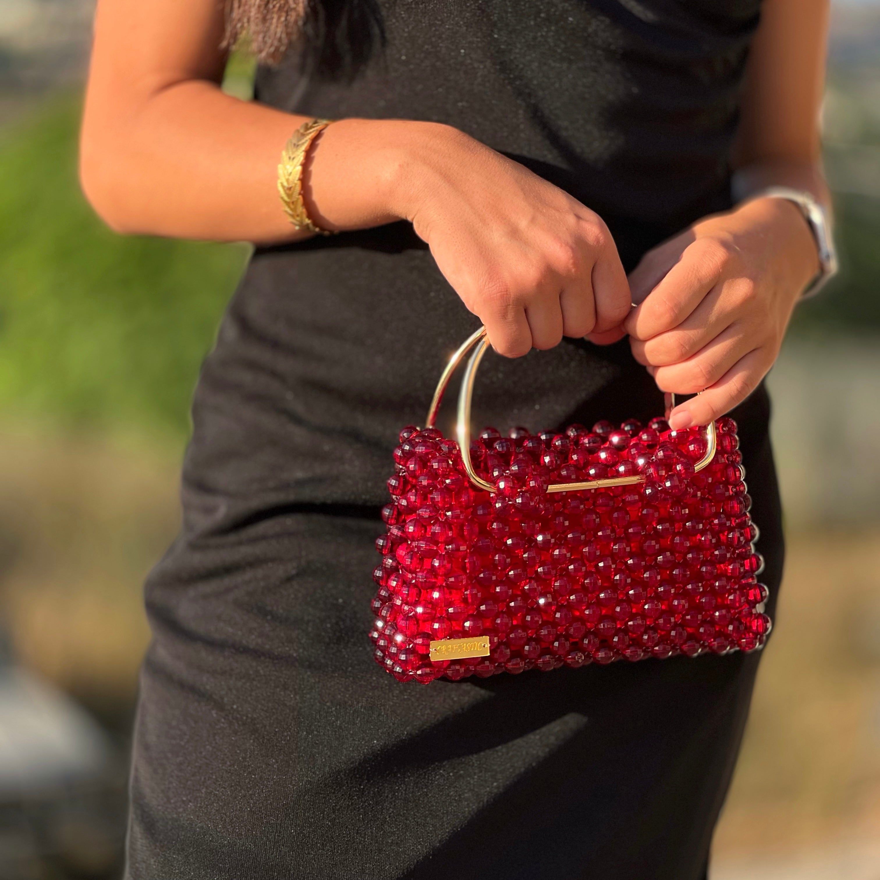 “Burgundy Luxe” Handmade beaded bag