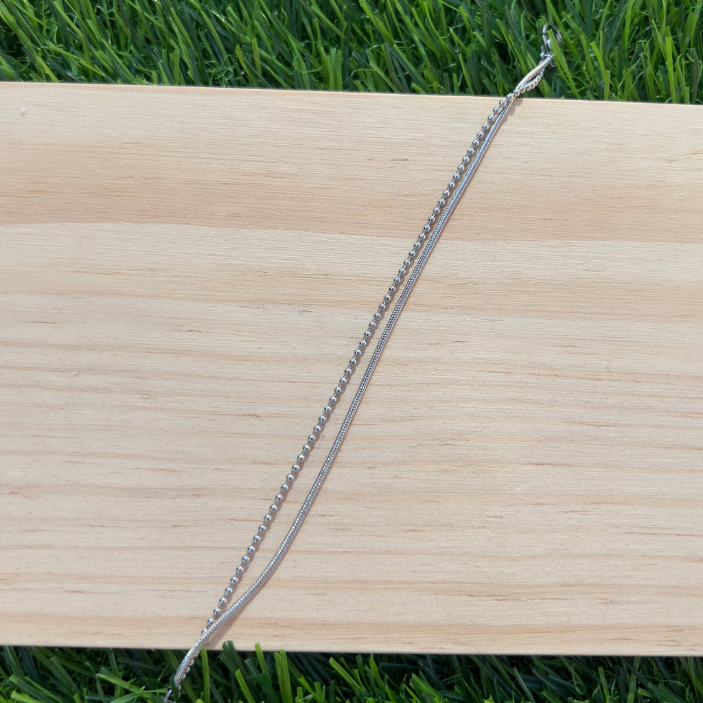 Silver Thin Double Layered Bracelet
