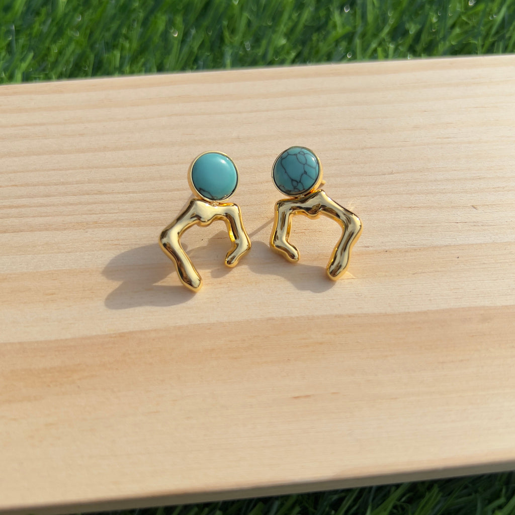 Golden Marble Turquoise Earrings