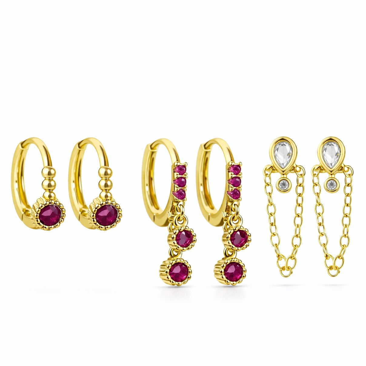 Stay-Gold Trio & Ruby Stones Set