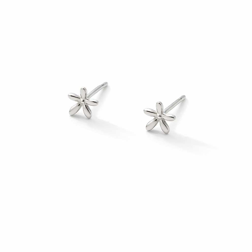Mini Silver Flower Stud Earrings