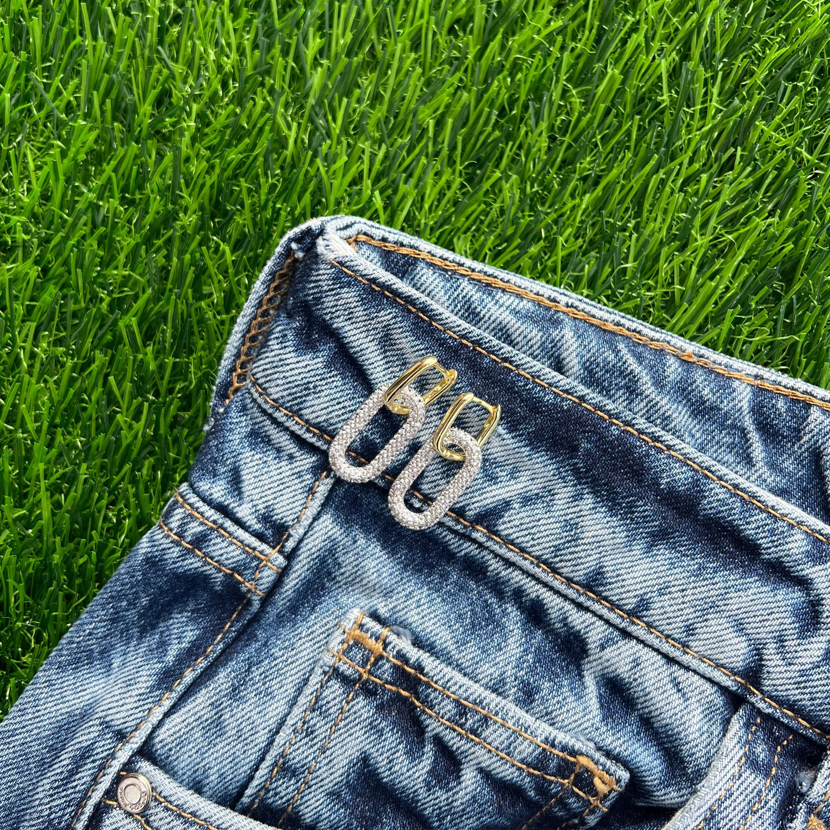 Two-Tone Zircon Earrings
