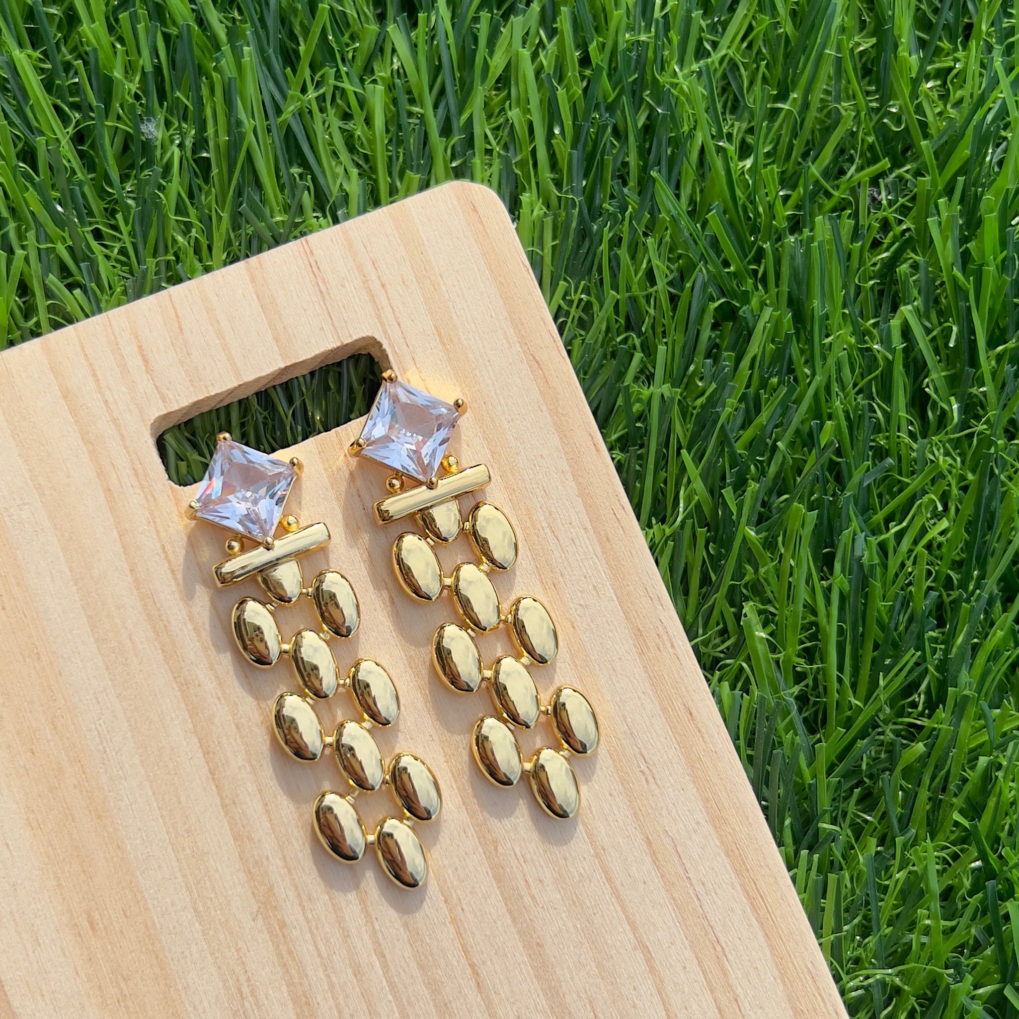 Chain Diamond Zircon Earrings