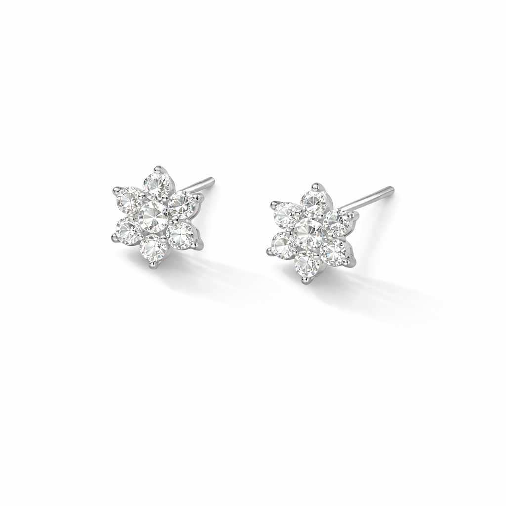 Mini Silver Flower Stud Earrings