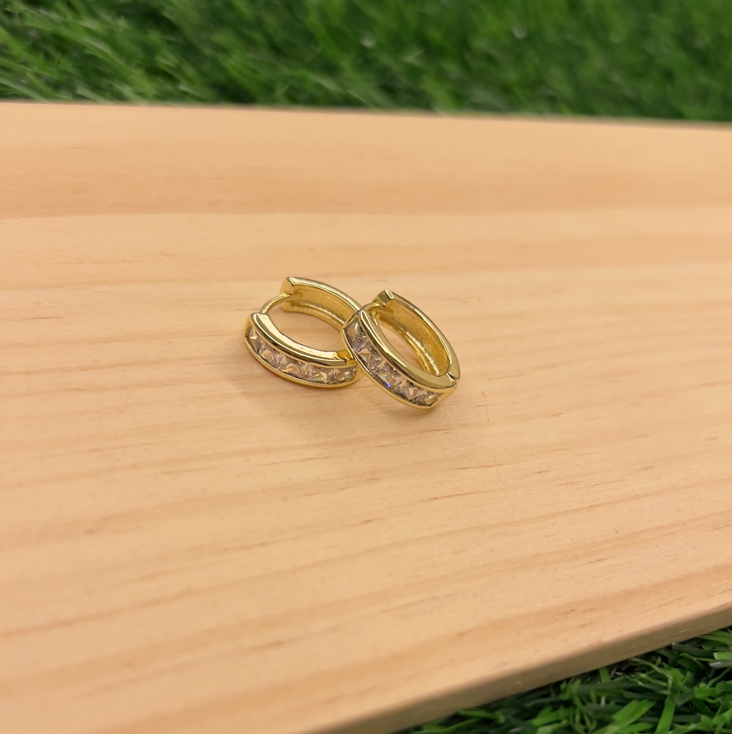 Square Zircon Small Hoops