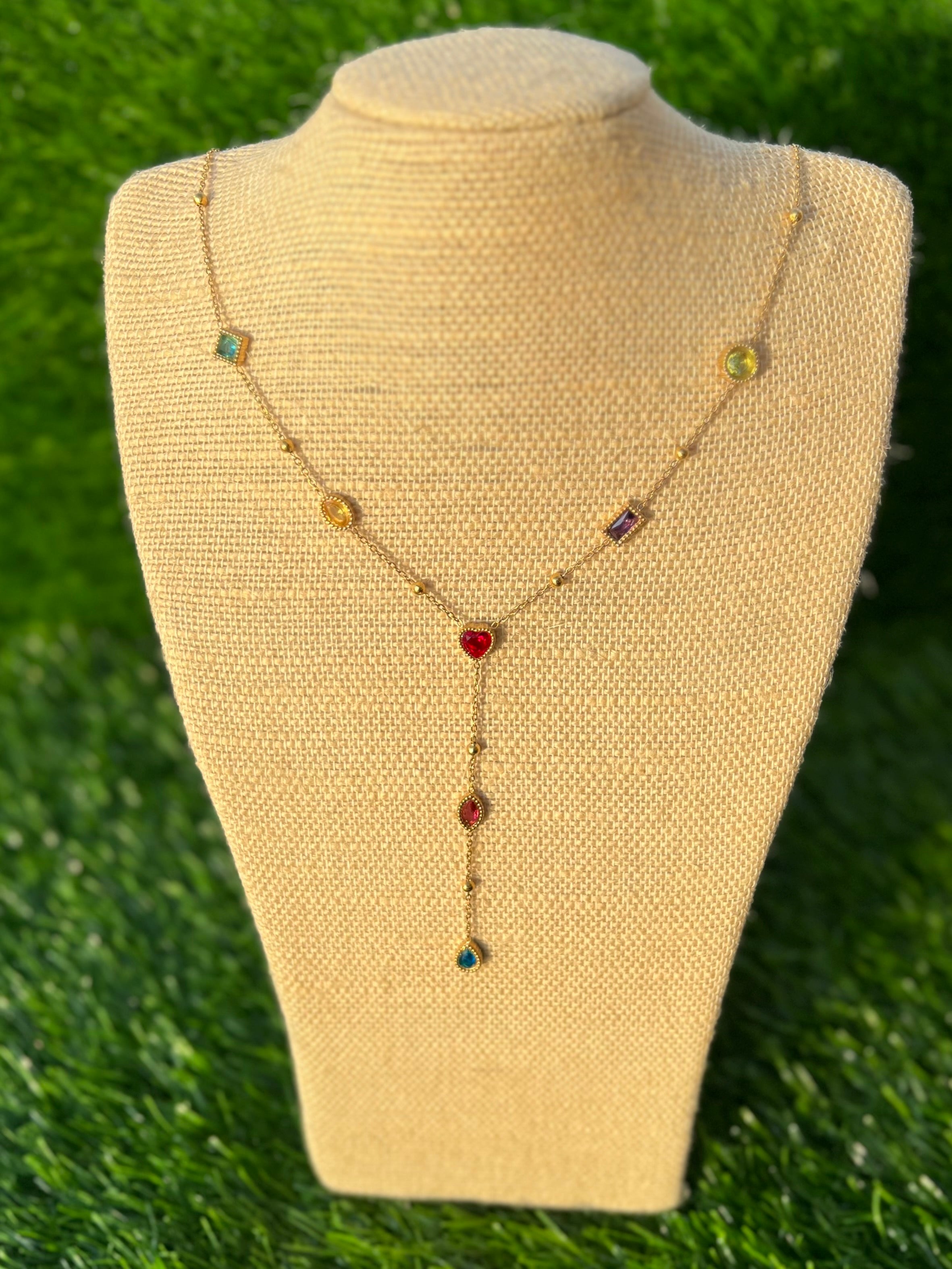 Color Gem Drop Necklace