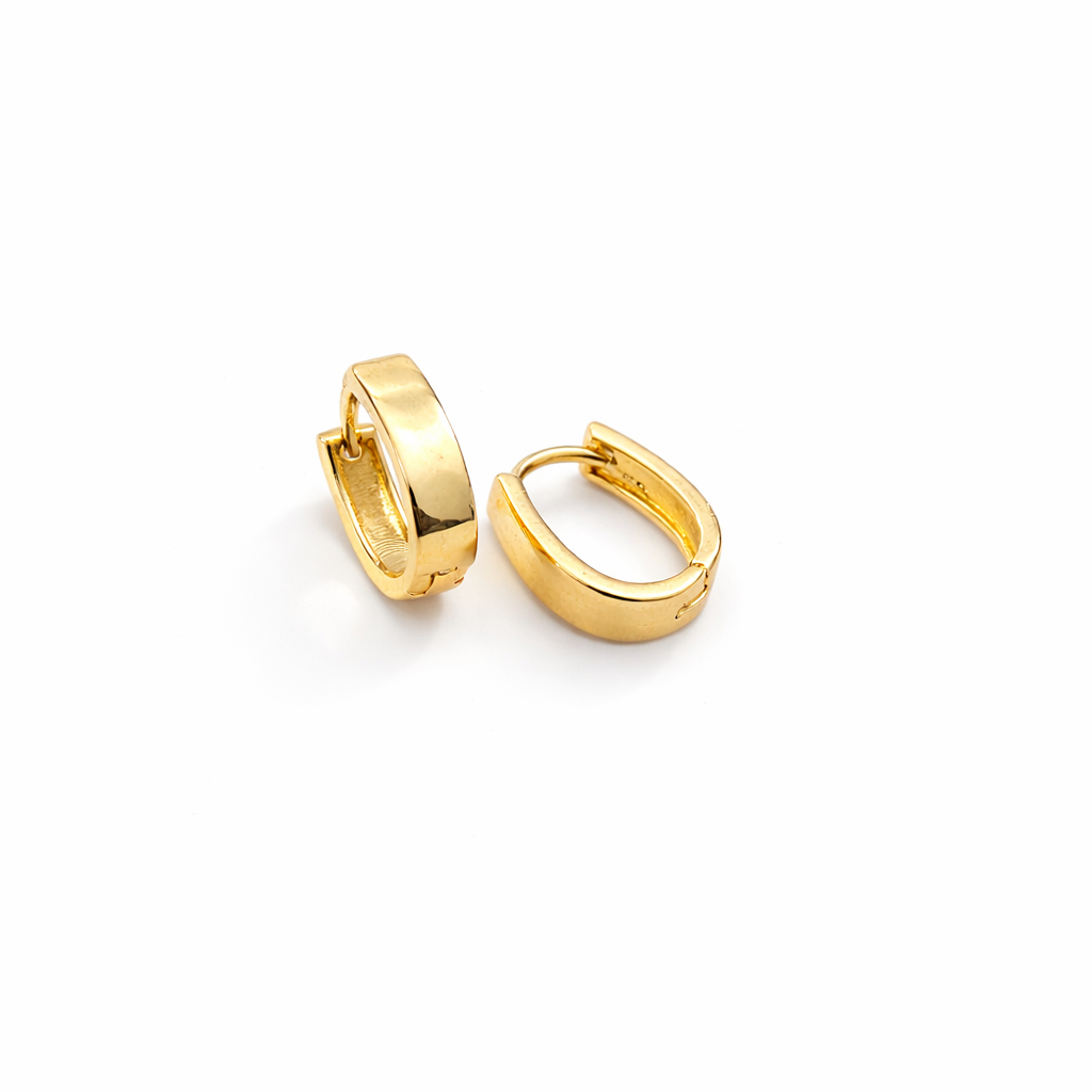 Golden Oval Small Hoop Earrings