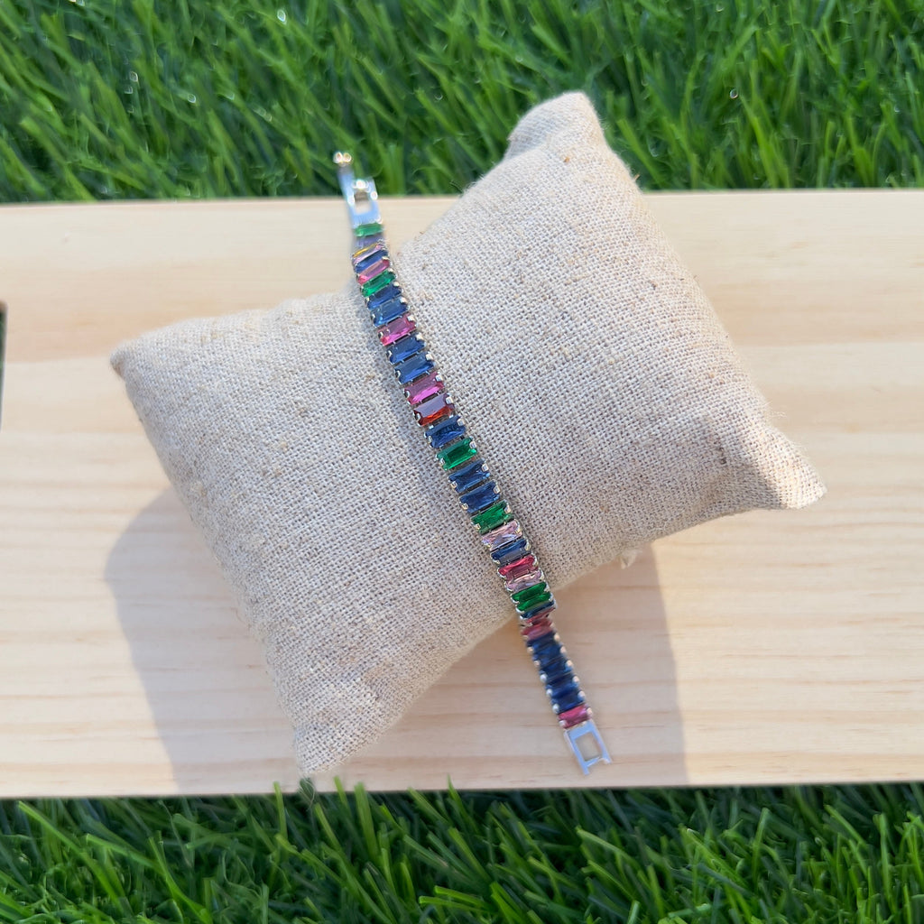 Colored Silver Tennis Bracelet