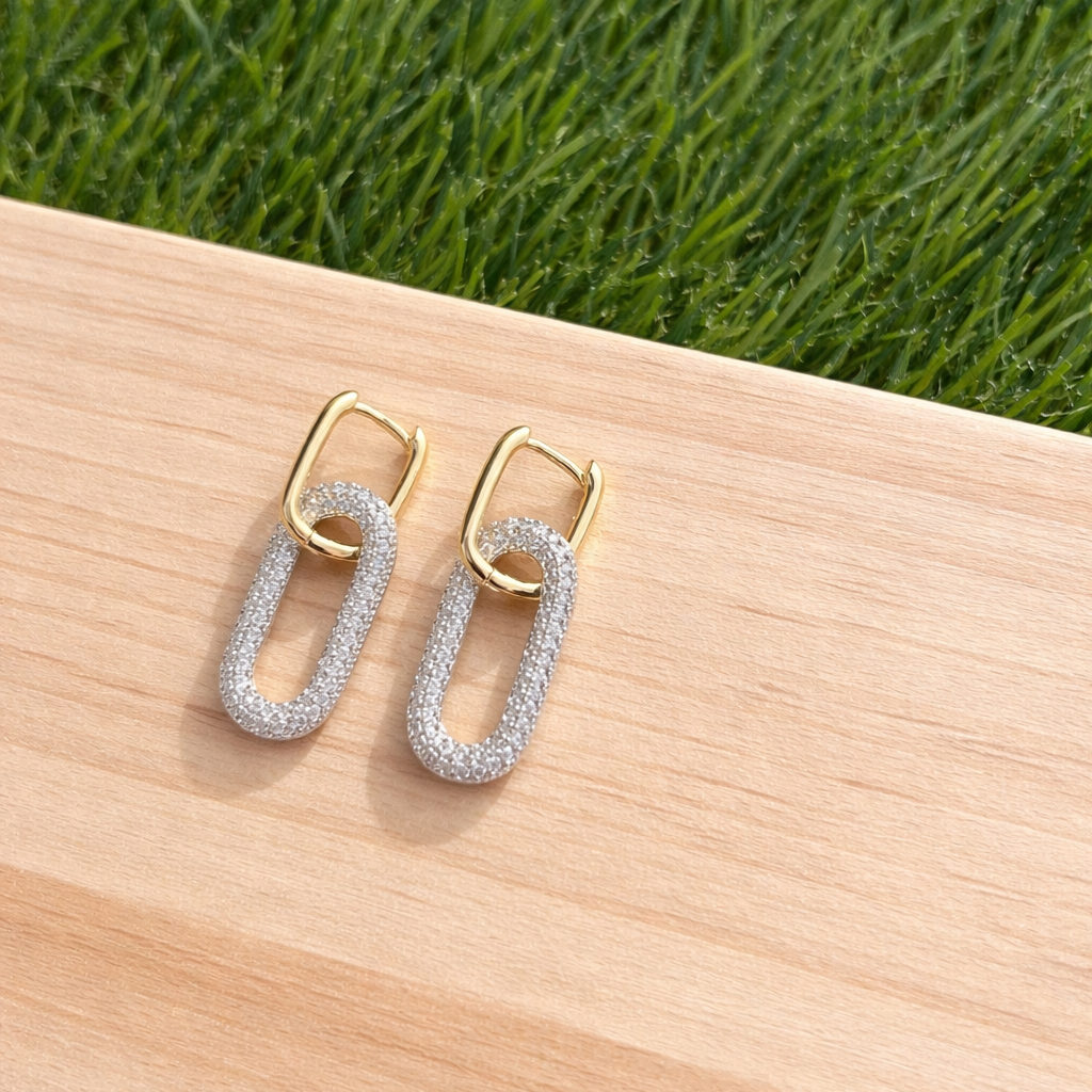 Two-Tone Zircon Earrings