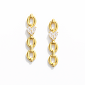 Chain Heart Zircon Earrings