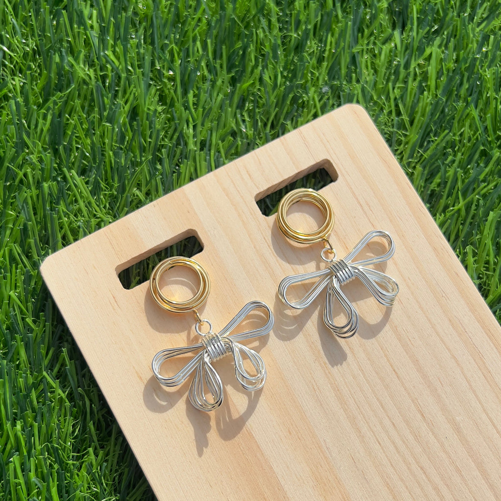 Two-Tone Bow Earrings