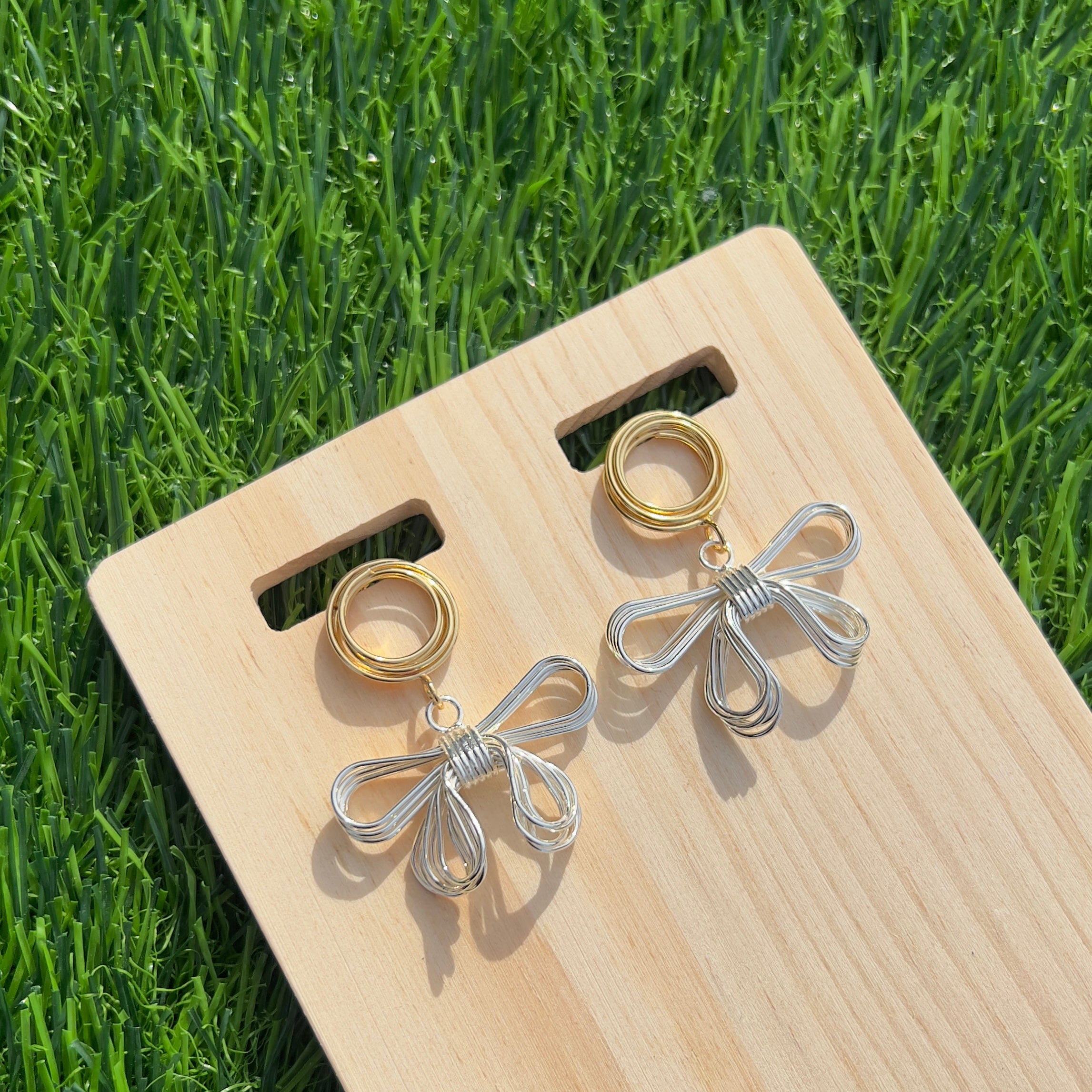 Two-Tone Bow Earrings