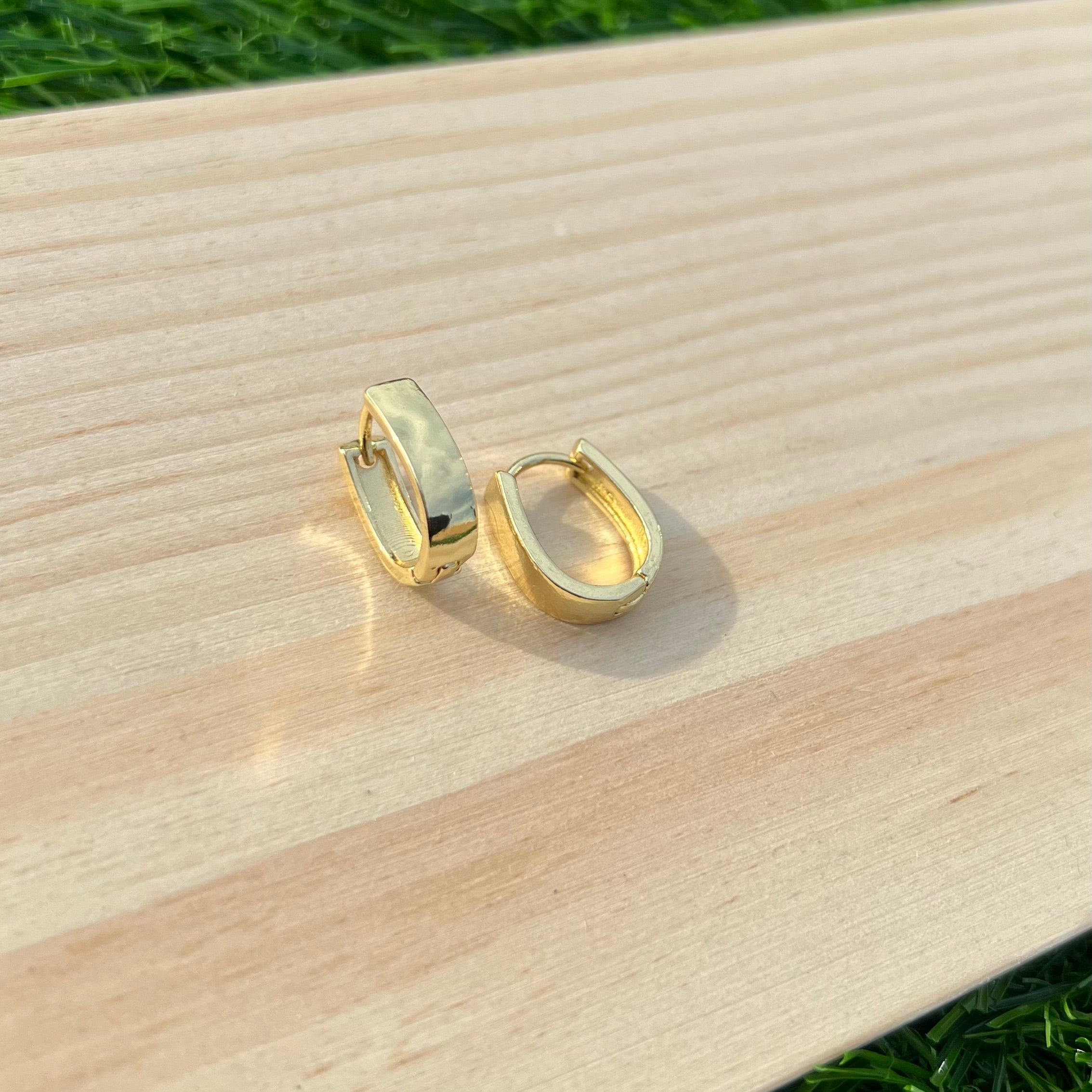 Golden Oval Small Hoop Earrings