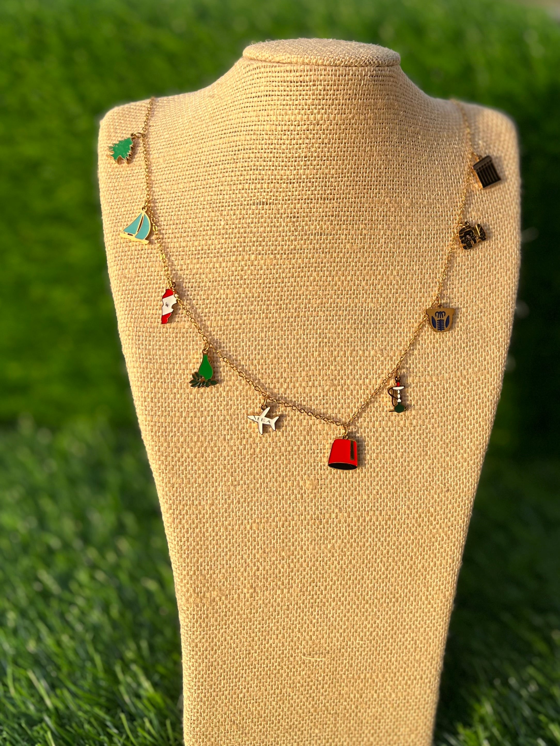 Cultural Chic : Long Necklace with Lebanese-Inspired Charms