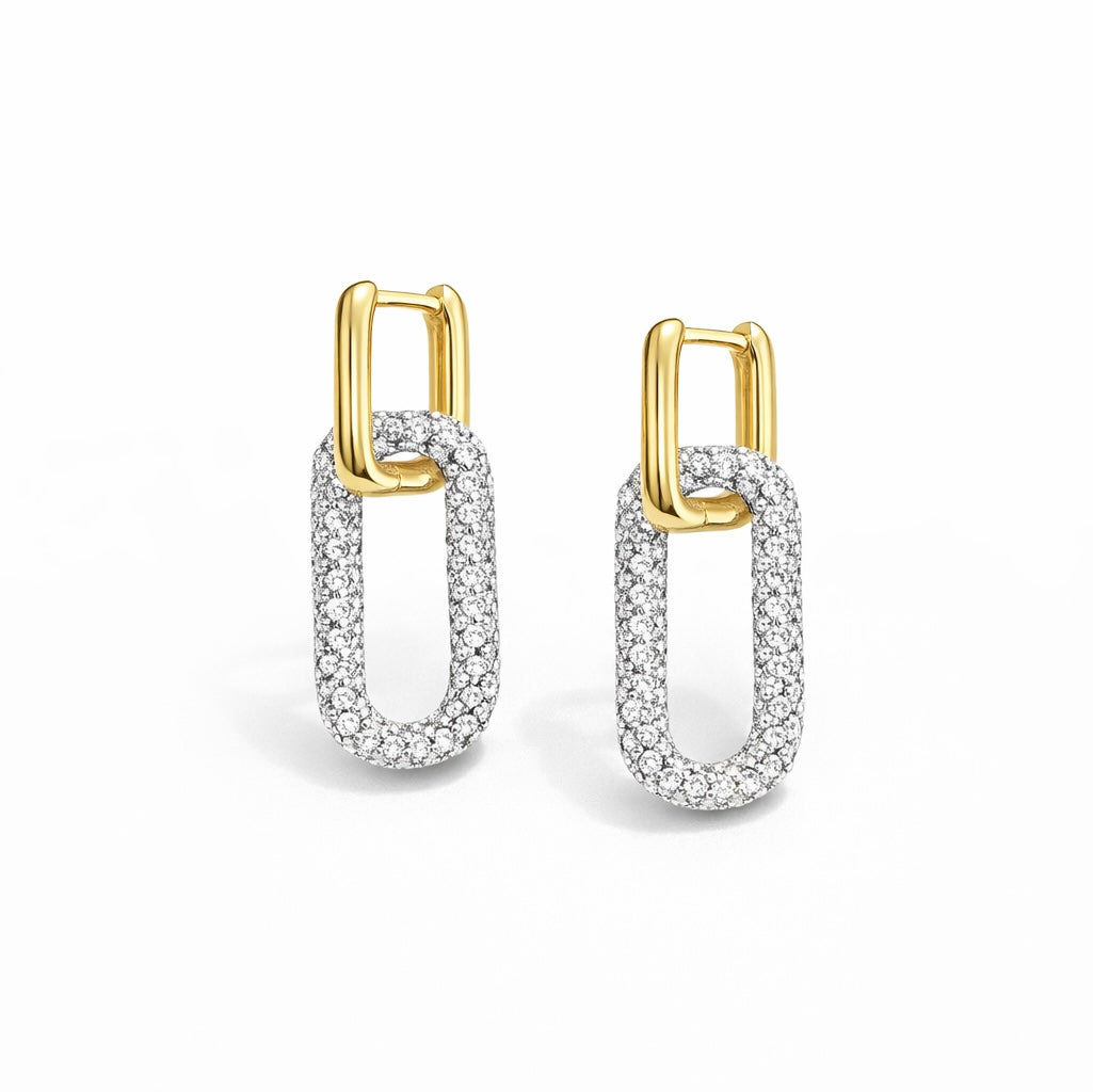 Two-Tone Zircon Earrings