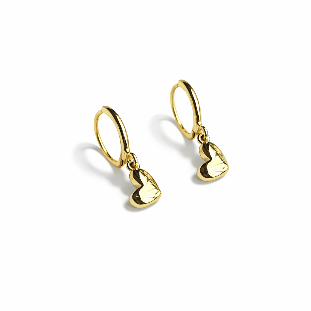 Golden Heart Drop Earrings