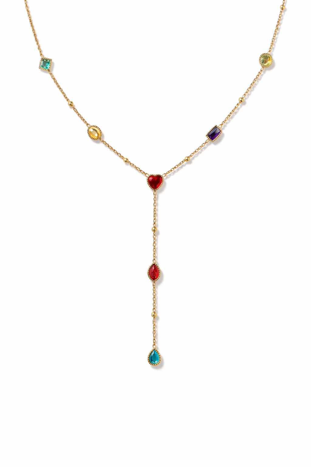 Color Gem Drop Necklace