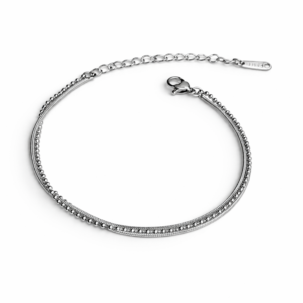 Silver Thin Double Layered Bracelet